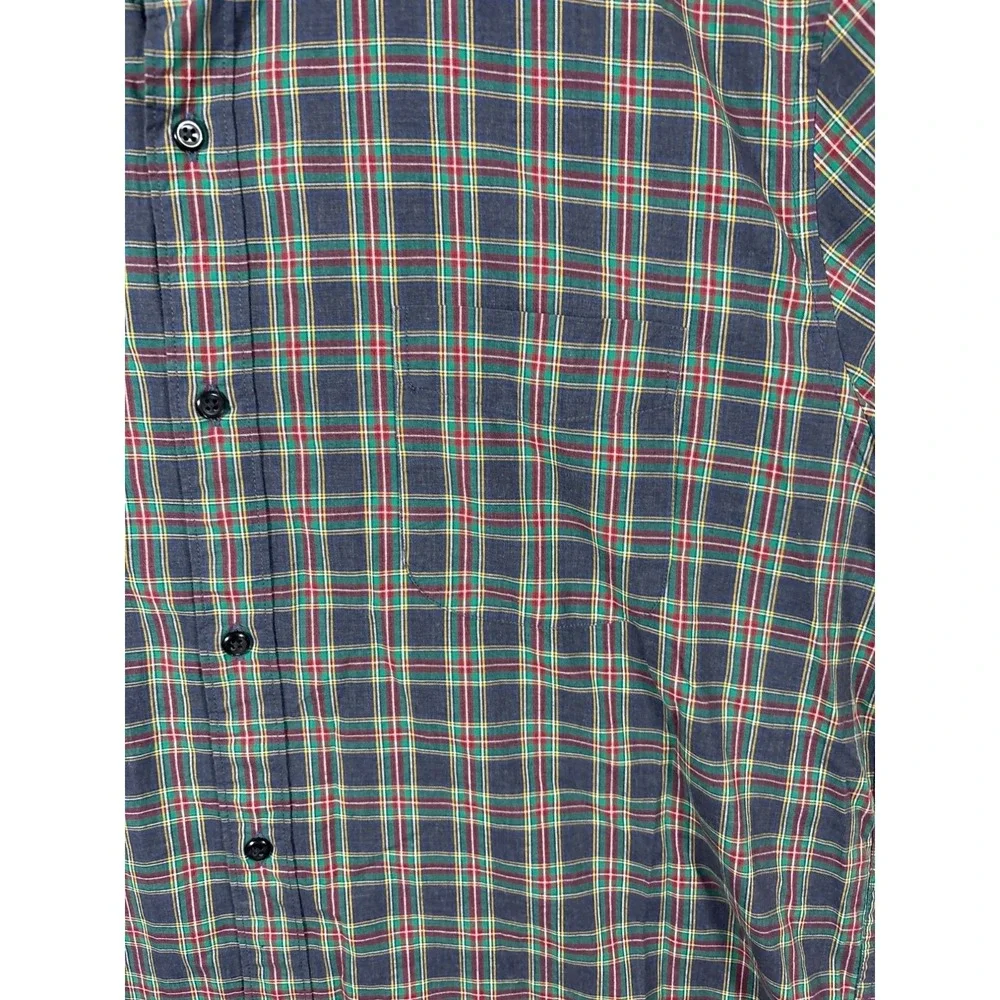 J Crew Classic Fit Plaid Button Down Shirt Men's XL Blue Green Red Cotton